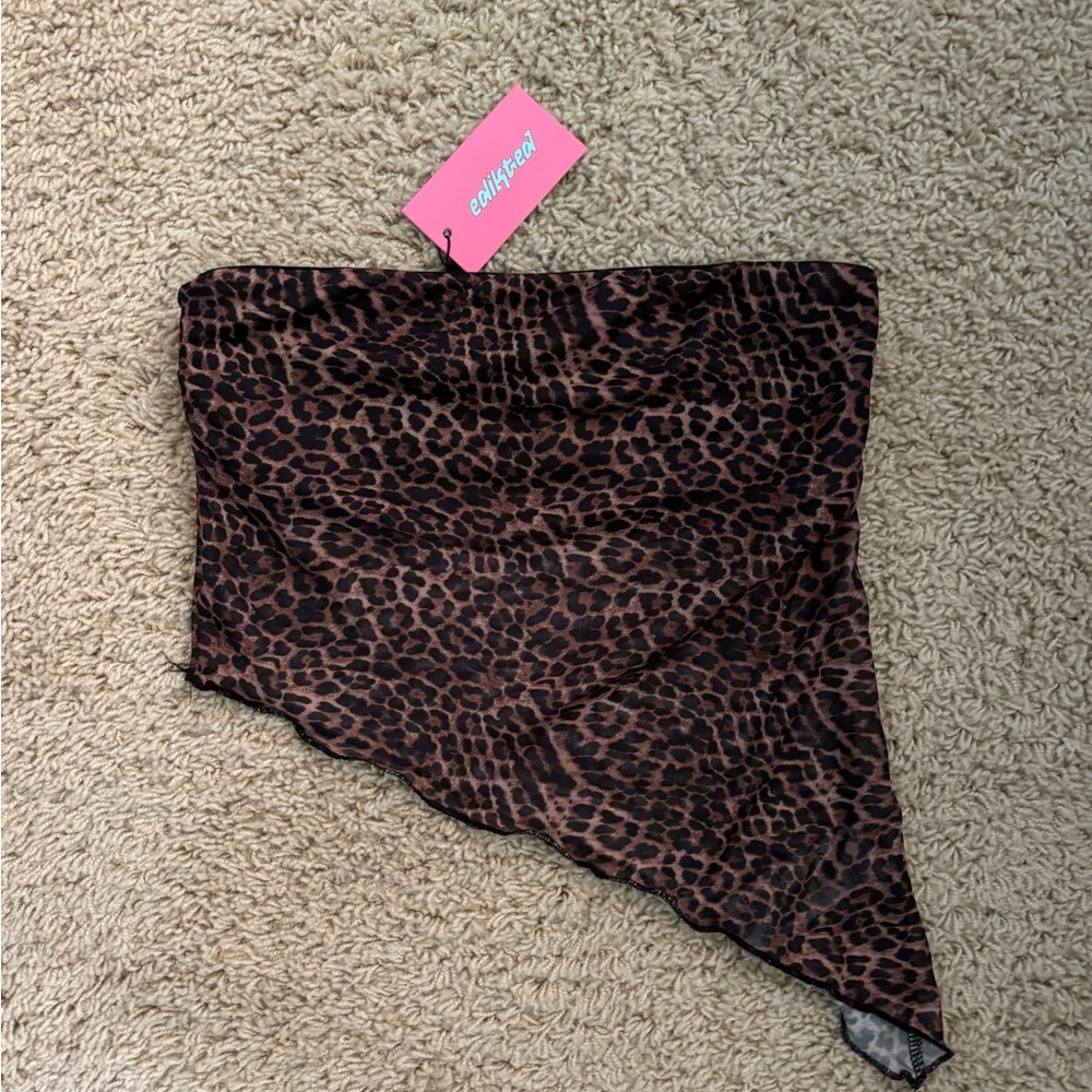 Edikted Brown Leopard Asymmetrical Skirt